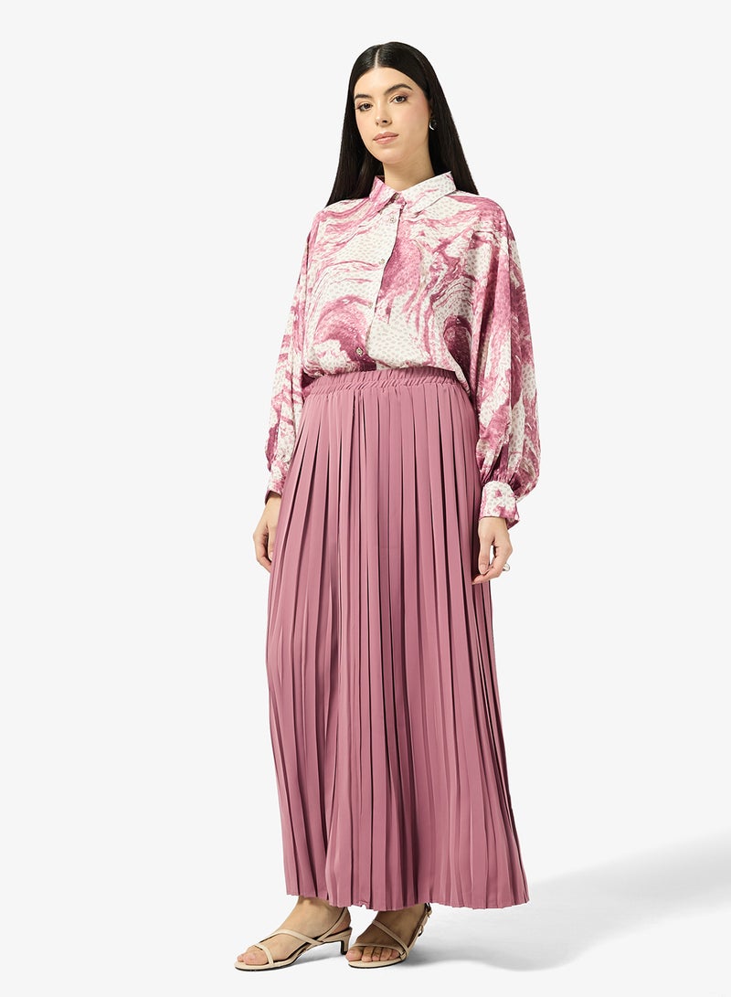 Khizana Printed Top & Pleated Skirt Set - Image 1